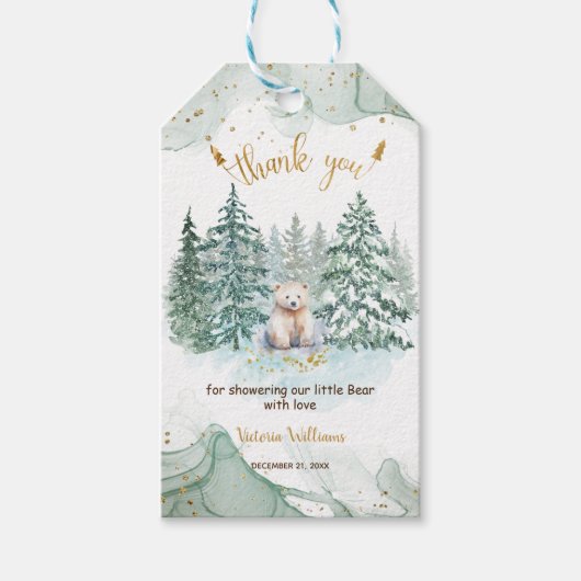 ポーラリトルクマ赤ちゃんシャワーありがとう ギフトタグ (正面)