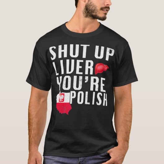 ポーランおもしろいドポーランドビールの肝臓を閉じる Tシャツ (正面)