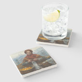 ポーランドでオレンジを売る貧しいユダヤ人女性 ストーンコースター (横)