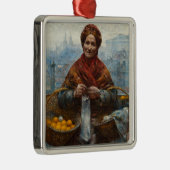 ポーランドでオレンジを売る貧しいユダヤ人女性 メタルオーナメント (右)