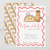 ポーランドとフィリピンのピエロギとルンピアの食事エンゲージメント 招待状 (正面/裏面)