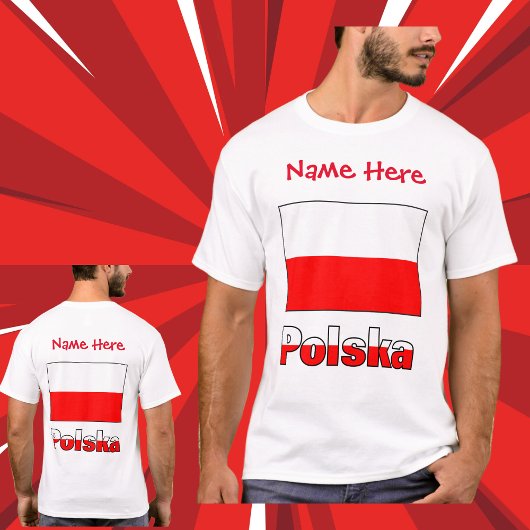 ポーランドとポーランド国旗 赤 カスタマイズ Tシャツ