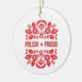 ポーランドと誇りを持ったポーランドポルスカ赤い花 セラミックオーナメント (左)