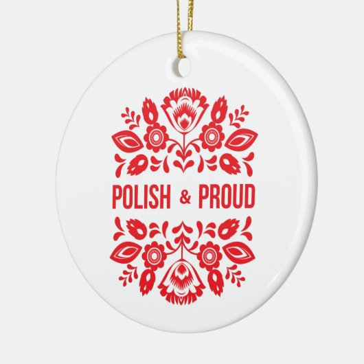 ポーランドと誇りを持ったポーランドポルスカ赤い花 セラミックオーナメント (左)