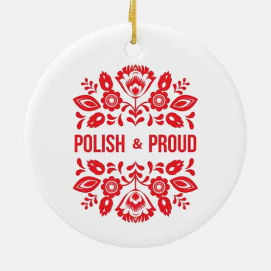 ポーランドと誇りを持ったポーランドポルスカ赤い花 セラミックオーナメント (裏面)