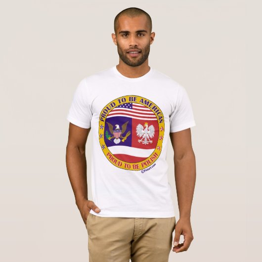 ポーランドのアメリカ人があること誇りを持った Tシャツ (正面フル)