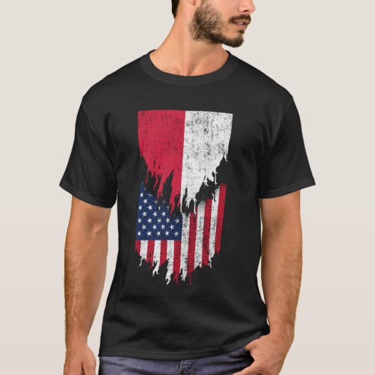 ポーランドのアメリカ国旗が破れたポーランドを破った Tシャツ (正面)