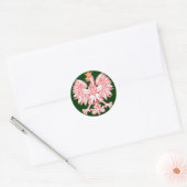 ポーランドのイーグルが赤い丸いステッカーで縁取り ラウンドシール (封筒)