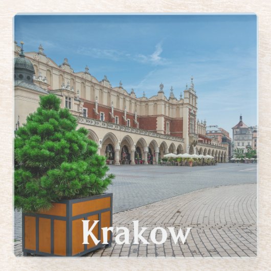 ポーランドのクラクフ旧市街にある広場 ガラスコースター (正面)