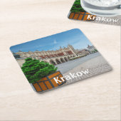 ポーランドのクラクフ旧市街にある広場 スクエアペーパーコースター (アングル)