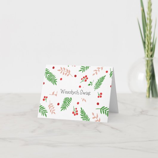 ポーランドのクリスマスカード 楽しい休日を カード (正面)