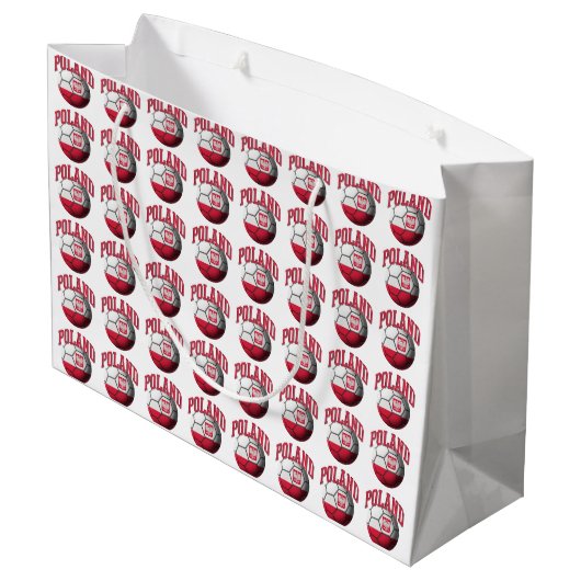 ポーランドのサッカーボールの旗 ラージペーパーバッグ (裏面アングル)