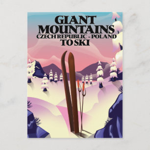 ポーランドのジャイアント山脈の旅行ポスター ポストカード