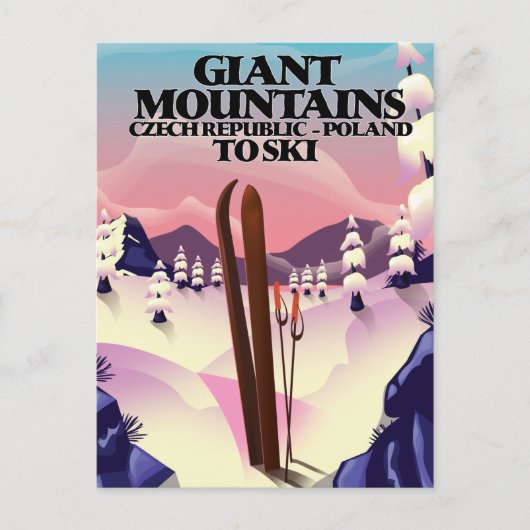 ポーランドのジャイアント山脈の旅行ポスター ポストカード (正面)