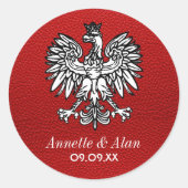 ポーランドのパスポートステッカー 赤 ラウンドシール (正面)