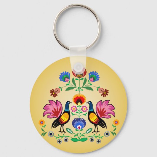ポーランドのフォークと装飾フローラ&コッケレ キーホルダー (正面)