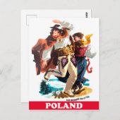 ポーランドのフォークダンサー、ビンテージ旅行 ポストカード (正面/裏面)