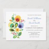 ポーランドのフォークフラワー黄色の結婚式招待状 招待状 (正面)
