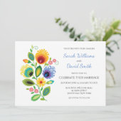 ポーランドのフォークフラワー黄色の結婚式招待状 招待状 (スタンド正面)