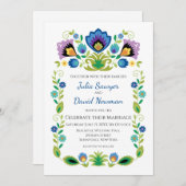 ポーランドのフォークフラワー・ブルーラベンダー 招待状 (正面/裏面)