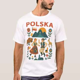ポーランドのフォークマウンテンフラットアート Tシャツ