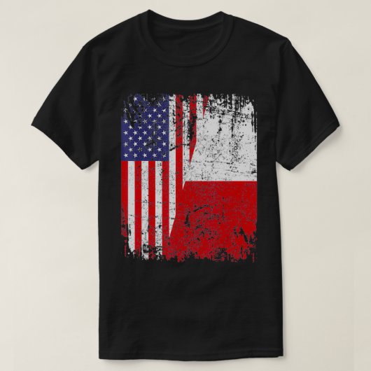 ポーランドのルーツ半米国国旗USAポーランド国旗 Tシャツ (デザイン正面)