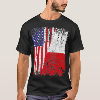 ポーランドのルーツ半米国国旗USAポーランド国旗 Tシャツ