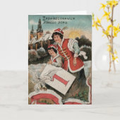 ポーランドのレトロな新年のデイカード カード (黄色い花)