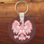 ポーランドのワシが赤いキーチェーンで縁取り キーホルダー (正面)