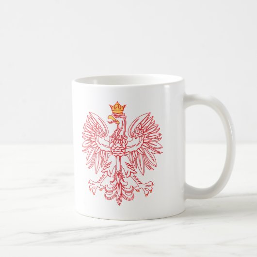 ポーランドのワシが赤で縁取られた コーヒーマグカップ (右)