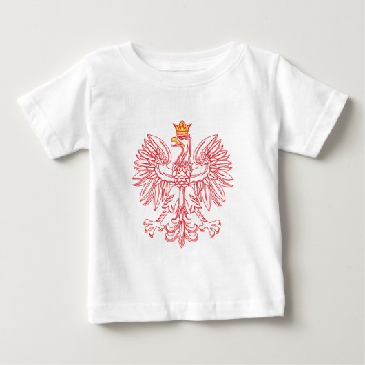ポーランドのワシが赤で縁取られた ベビーTシャツ (正面)