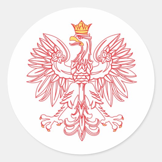 ポーランドのワシが赤で縁取られた ラウンドシール (正面)