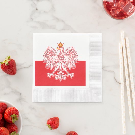 ポーランドのワシが赤で縁取られた 縁ありカクテルナプキン (インサイチュ)