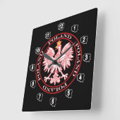 ポーランドのワシが赤壁の時計で輪郭を描いた ラージ壁時計 (傾斜)