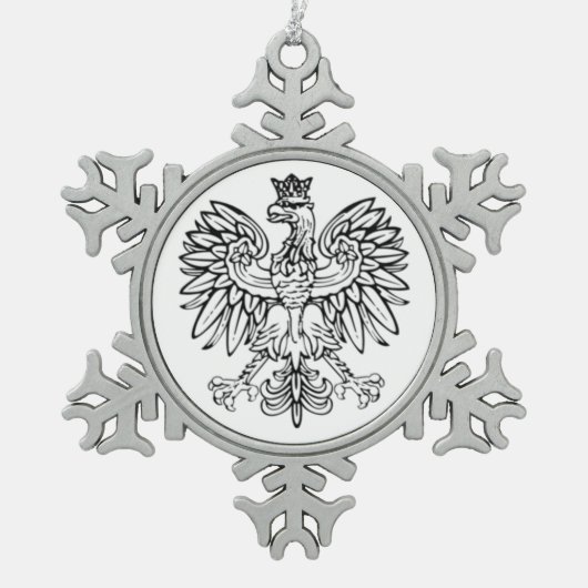 ポーランドのワシのピューターのオーナメント スノーフレークピューターオーナメント (正面)