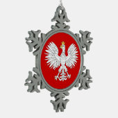 ポーランドのワシ スノーフレークピューターオーナメント (左)