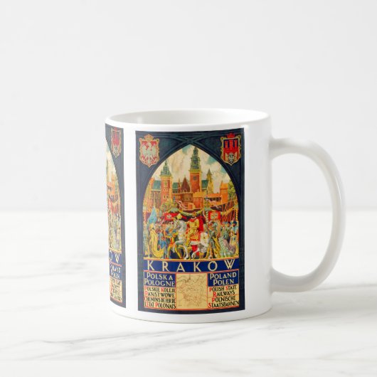 ポーランドのヴィンテージ旅行ポスター コーヒーマグカップ (右)