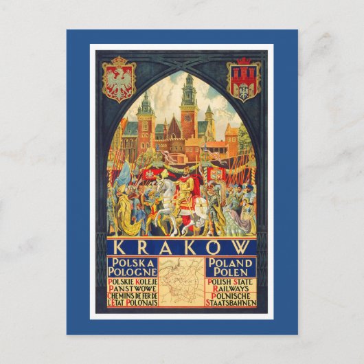 ポーランドのヴィンテージ旅行ポスター ポストカード (正面)