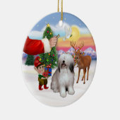 ポーランドの低地の牧羊犬の治療 セラミックオーナメント (右)