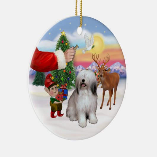 ポーランドの低地の牧羊犬の治療 セラミックオーナメント (右)