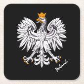 ポーランドの国旗と鷲、ポーランドの結婚式、パーティー/スポーツ スクエアペーパーコースター (正面)