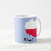 ポーランドの国旗地図 コーヒーマグカップ (正面右)