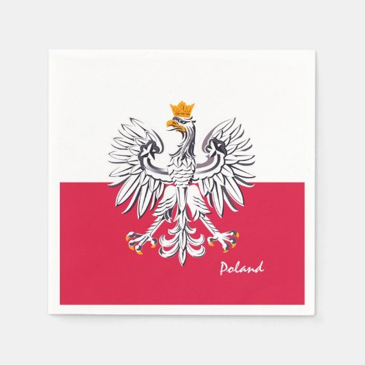 ポーランドの国旗 & ワシ、ポーランドパーティーファッション/スポーツ スタンダードカクテルナプキン (正面)