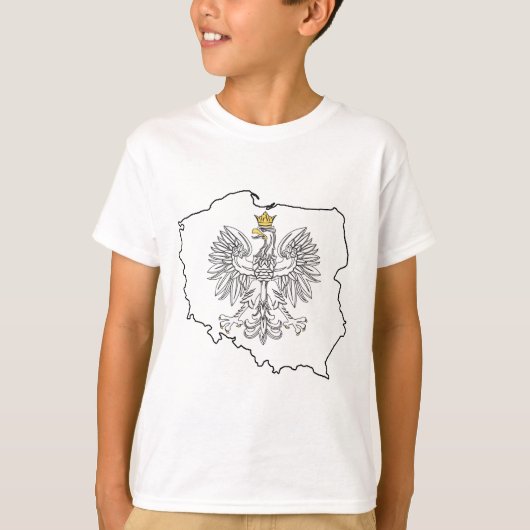 ポーランドの地図とイーグル Tシャツ (正面)