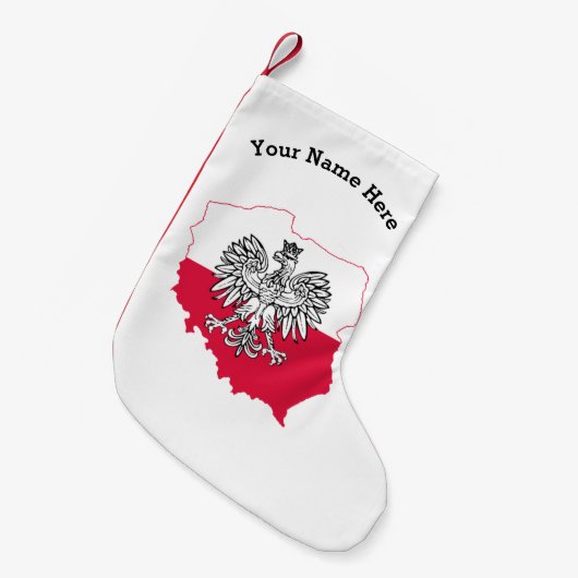 ポーランドの地図の旗のクリスマスのストッキング スモールクリスマスストッキング (正面 (吊り時))