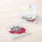 ポーランドの地図の旗ガラスのコースター ガラスコースター (アングル)