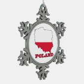 ポーランドの地図の旗 スノーフレークピューターオーナメント (左)