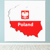 ポーランドの地図 キャンバスプリント (インサイチュ (ウッドフロア))