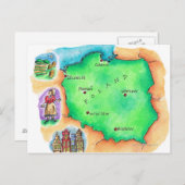 ポーランドの地図 ポストカード (正面/裏面)
