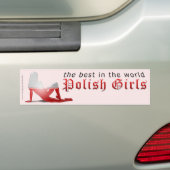 ポーランドの女の子のシルエットの旗 バンパーステッカー (車上)